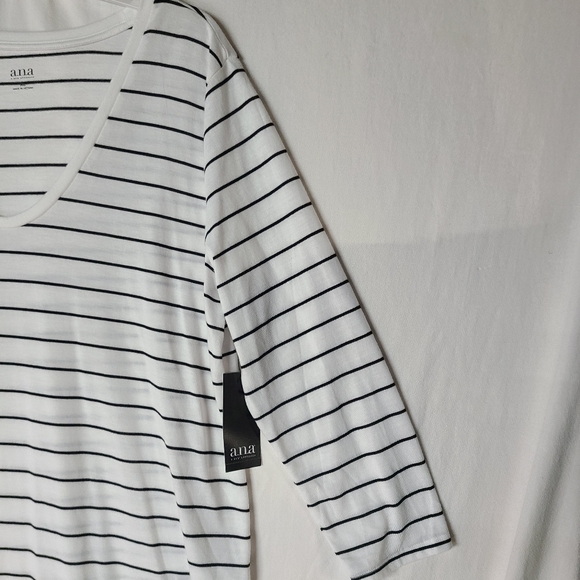 NWT a.n.a XL Scoop Neck 3/4 Sleeve Black and White Tunic - Picture 3 of 6